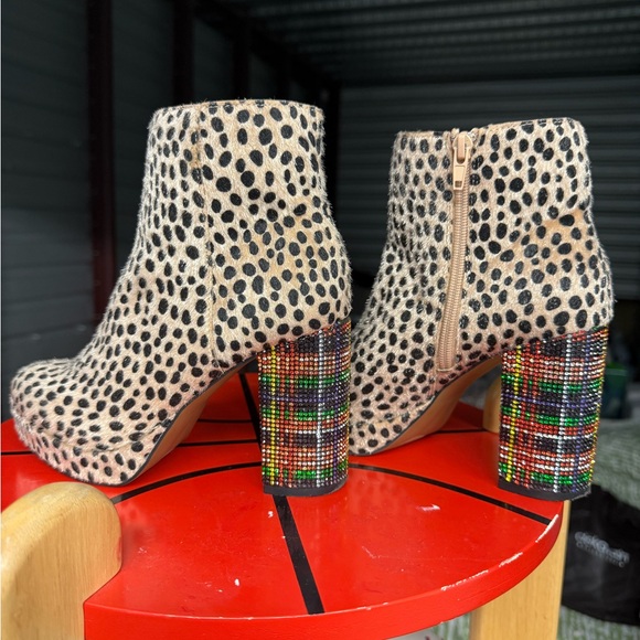 Leopard Print Ankle Boots with Multicolor Heel - Picture 8 of 9